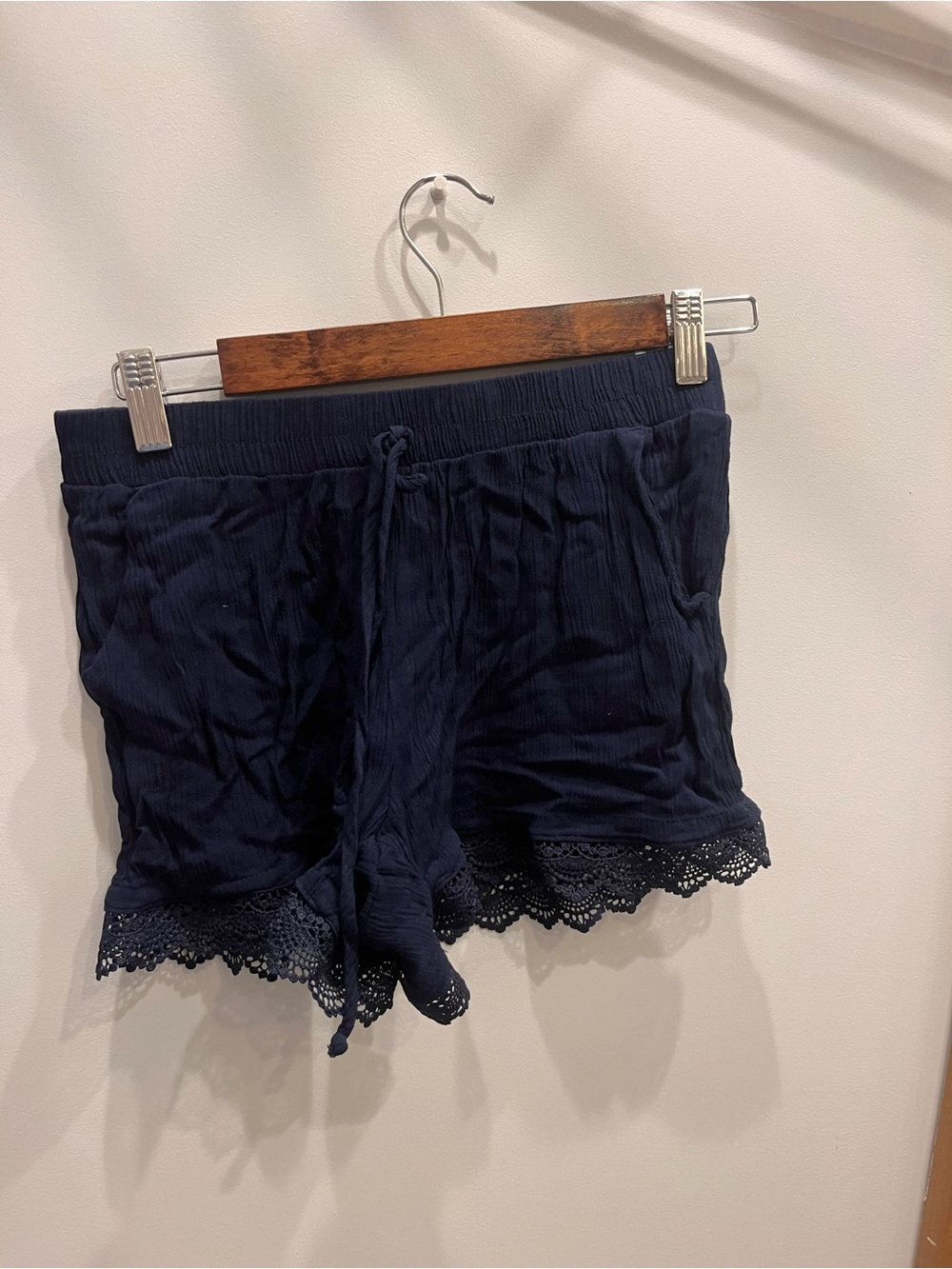 Women’s Navy Lace-Trim Shorts